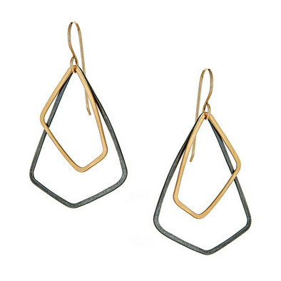 Earrings: Petite Akara Oxidized Silver + Gold