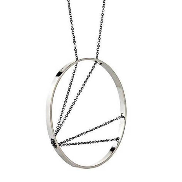 Necklace: Arc in Sterling Silver with Oxidized Chain