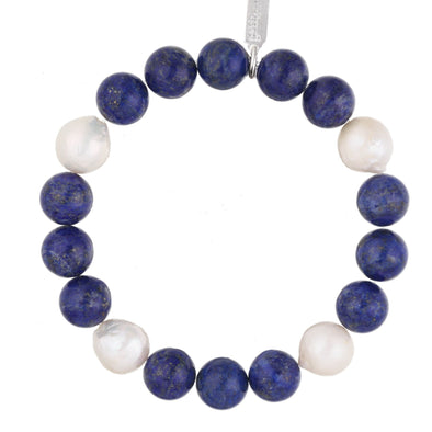 Bracelet: Lapis + White Baroque Pearl