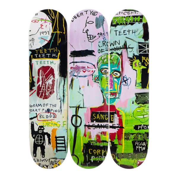 Jean-Michel Basquiat Skate Deck Triptych: In Italian – ICA