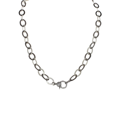 Chain: Matte Rhodium + Sterling with Diamond Clasp