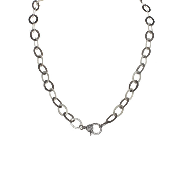 Chain: Matte Rhodium + Sterling with Diamond Clasp