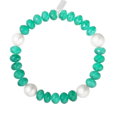 Bracelet: Faceted green onyx rondelle