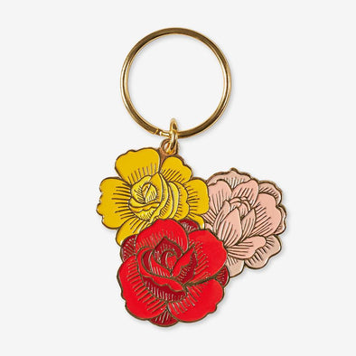 Enamel Keychain: Three Flowers