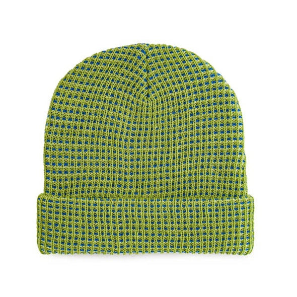 Grid Rib Knit Hat: Green