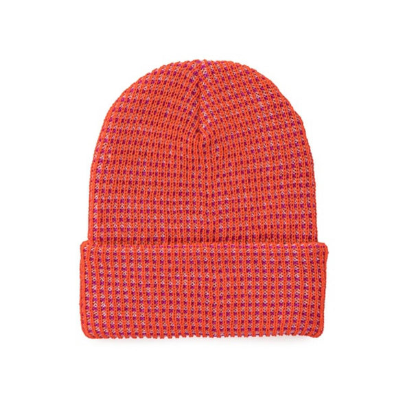 Grid Rib Knit Hat: Poppy