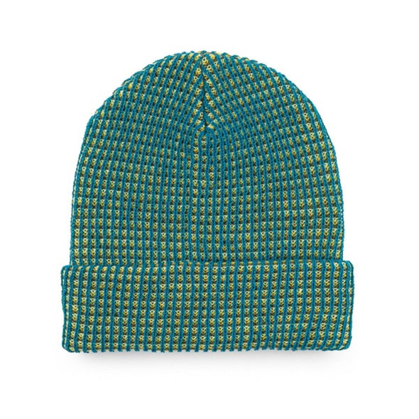 Grid Rib Knit Hat: Teal | Golden Olive