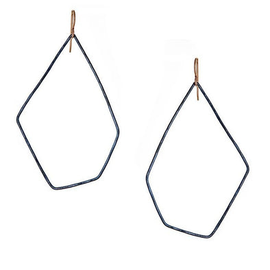 Earrings: Hex Hoop Oxidized Silver