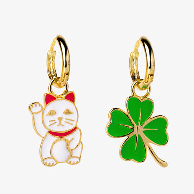 Hoop Earrings: Cat & Clover