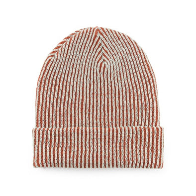 Rib Knit Hat: Jade/Rust