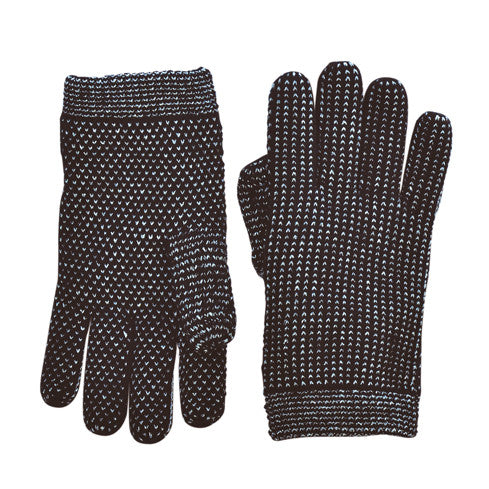 Mix Stitch Gloves: Black/White