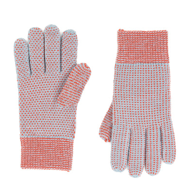 Mix Stitch Gloves: Poppy / Blue