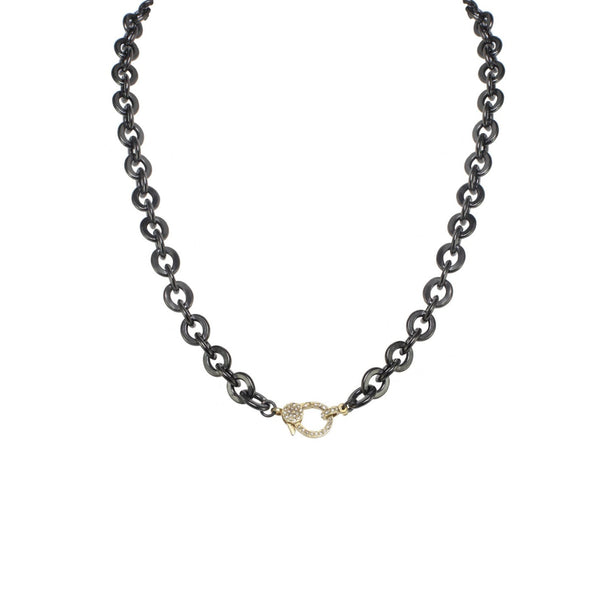 Chain: Rhodium Cable with Diamond Clasp 18K Vermeil
