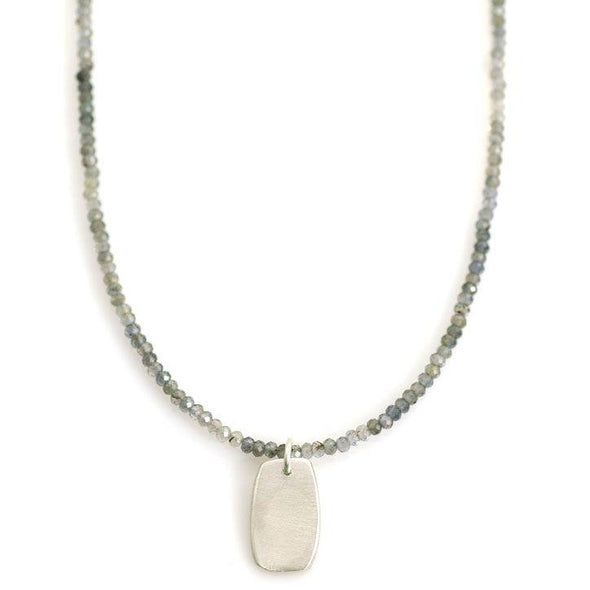 Necklace: Labradorite + Sterling Tab
