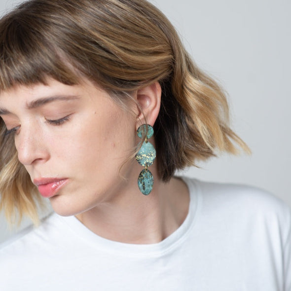 Earrings: Three Pebbles in Forest