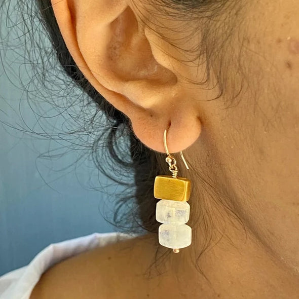 Earrings: Stacked Moonstone