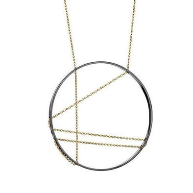 Necklace: Mondrian in Oxidized Sterling with Gold Chain