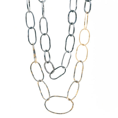 Necklace: Organic Black & Gold Chain Link