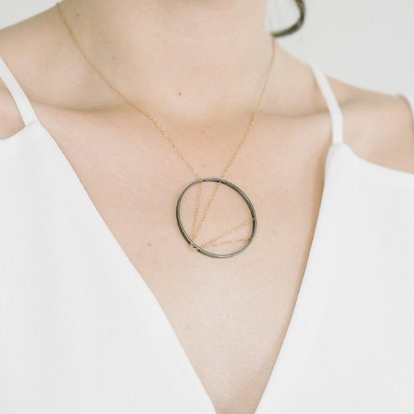 Necklace: Arc in Sterling Silver with Oxidized Chain