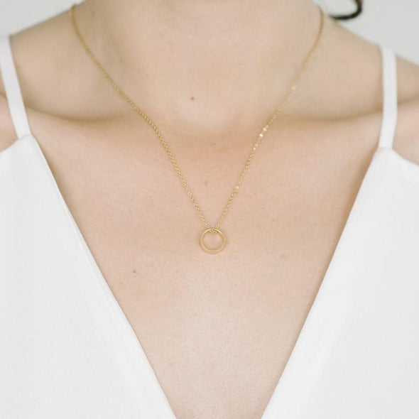 Necklace: Looking Glass in Gold with Oxidized Chain