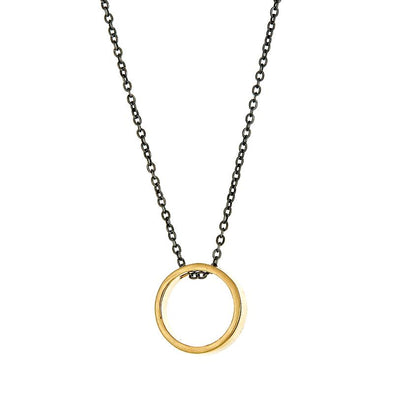 Necklace: Looking Glass in Gold with Oxidized Chain