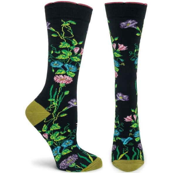 Socks: Flower Vines Black