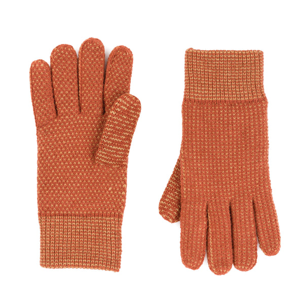 Mix Stitch Gloves: Russet